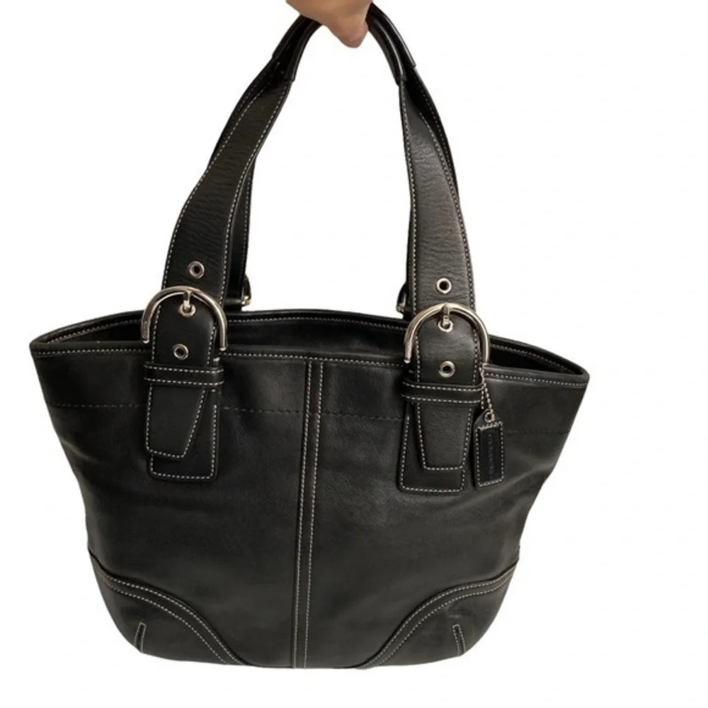 Coach vintage black leather soho tote bag - Picture 1 of 12